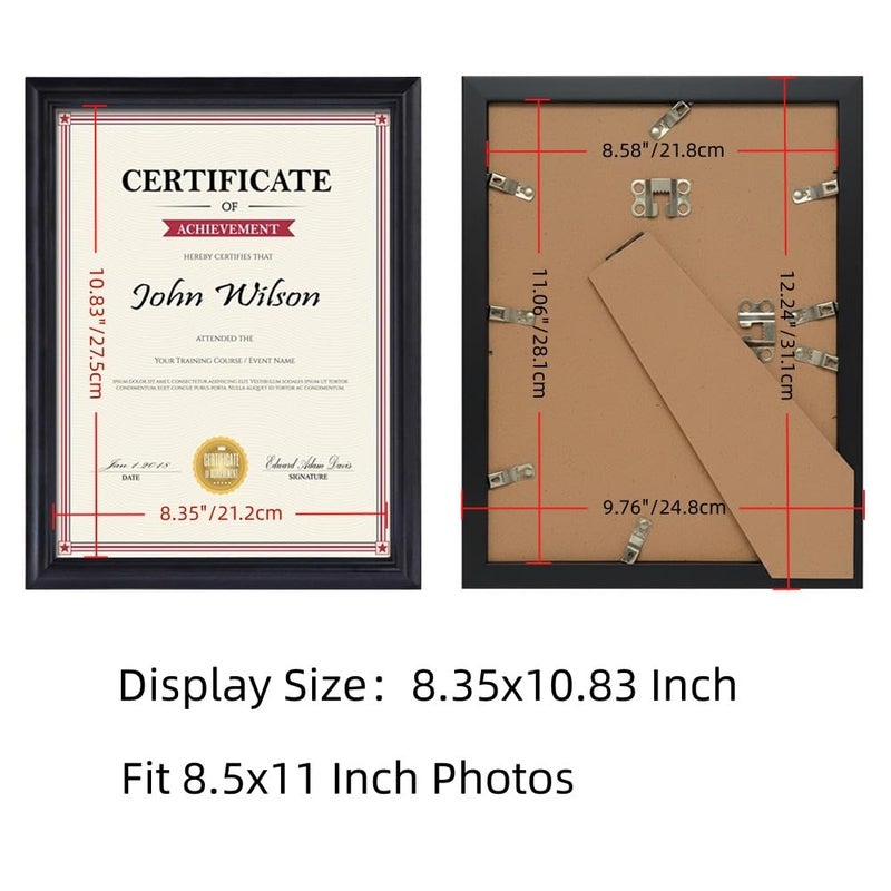 PETAFLOP 8.5x11 Certificate Frame, Black Picture Diploma Degree Document Frames with Real Glass Front, Wall or Tabletop Vertically or Horizontally Display, 4 Pack - Image 5
